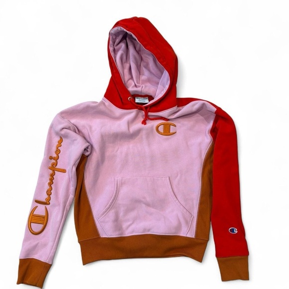 Champion Two-Tone Red and Pink Hoodie - Picture 1 of 6